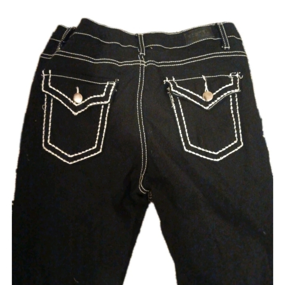 Pastel New York Size 9/29 Super Hyper Stretch Boot cut  Jeans Black Stich Detail